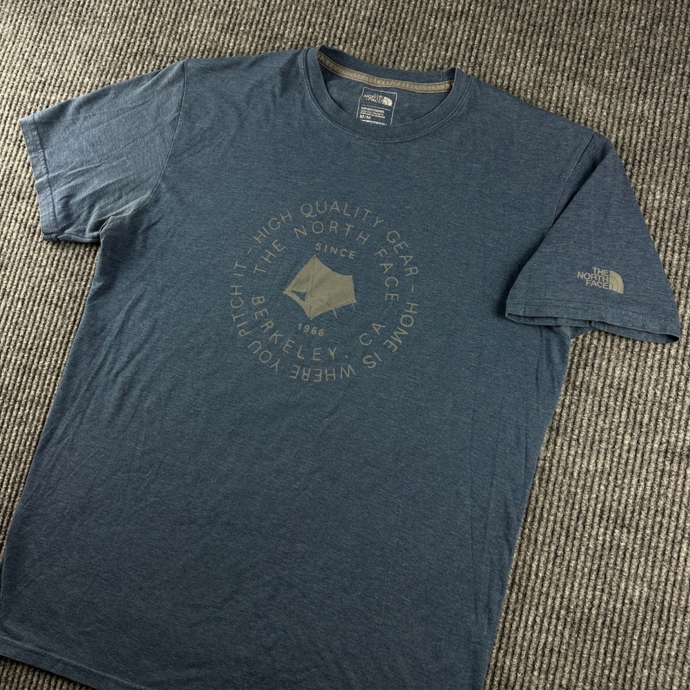 The North Face Mens Blue Heather Graphic T-Shirt Home Is Where You Pitch It Med